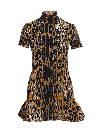 Leopard Jacquard Flounce Minidress