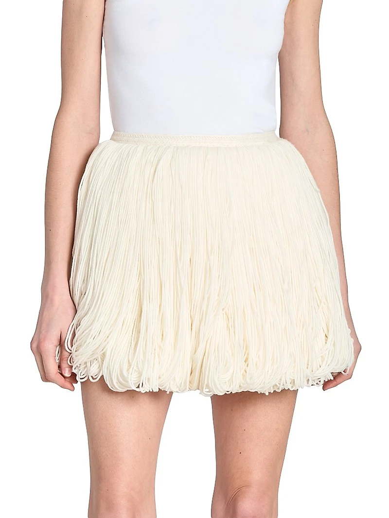 Fringes Wool Miniskirt