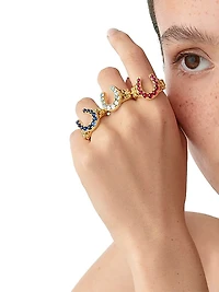 Florence86 Horseshoe 18K Yellow Gold, Blue Sapphire & 0.14 TCW Diamond Ring