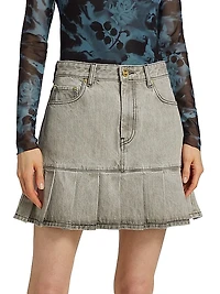 Future Apparel Denim Pleated Miniskirt
