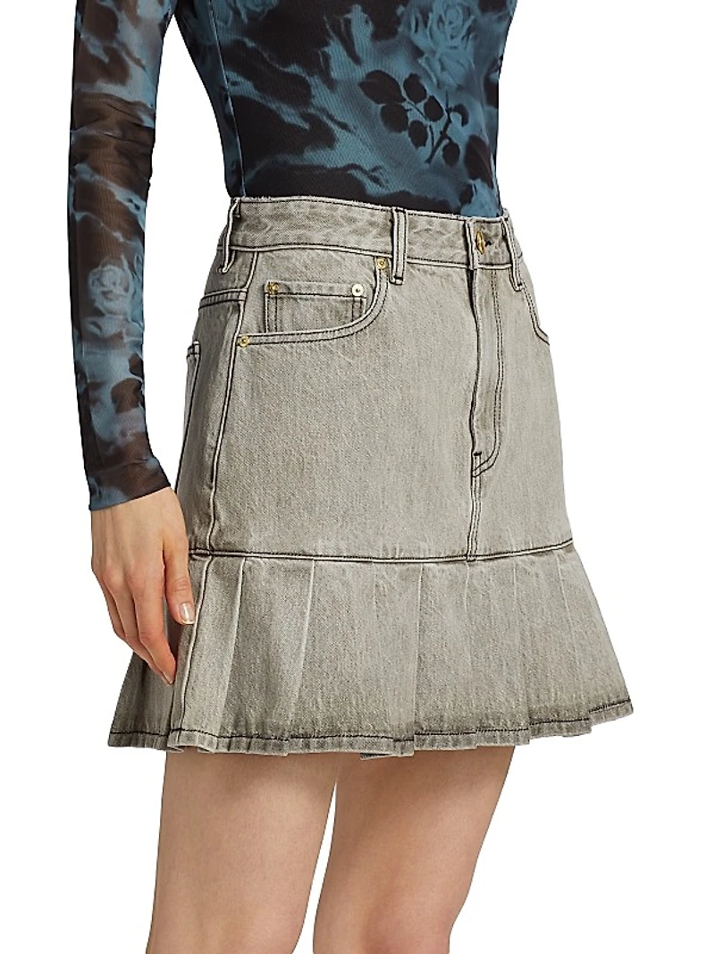 Future Apparel Denim Pleated Miniskirt