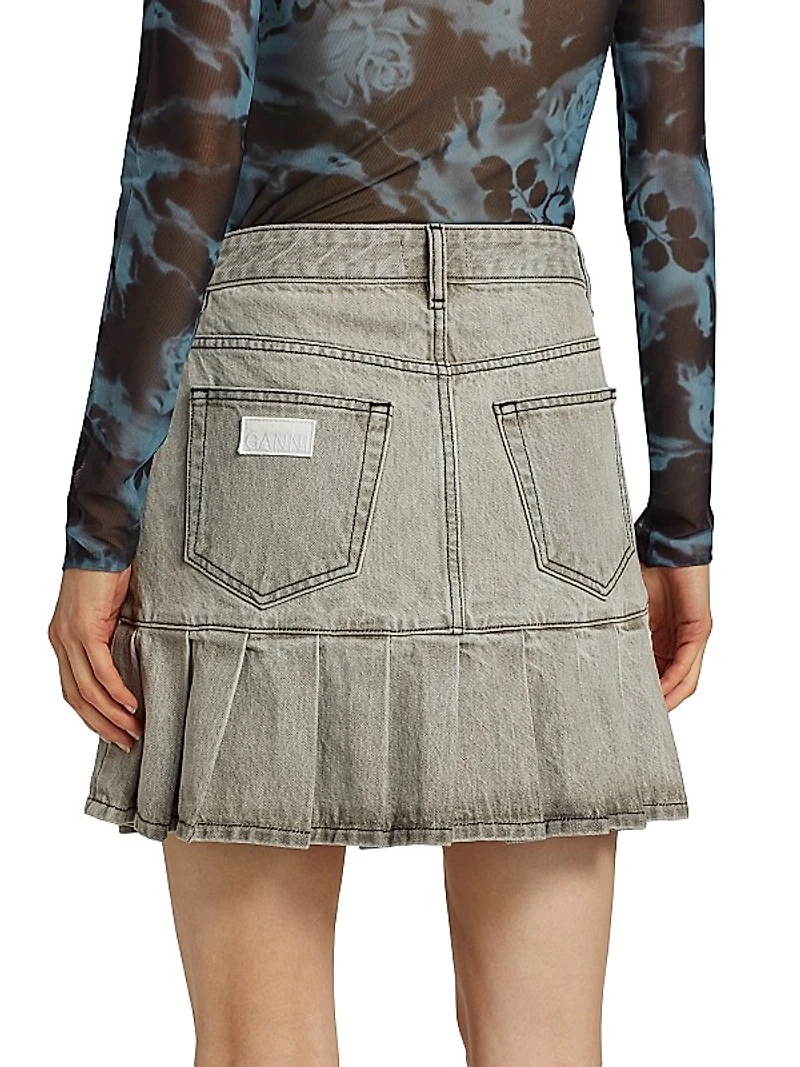 Future Apparel Denim Pleated Miniskirt