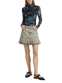 Future Apparel Denim Pleated Miniskirt