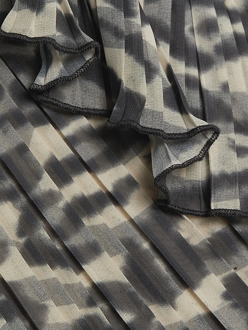 Animal-Print Georgette V-Neck Minidress