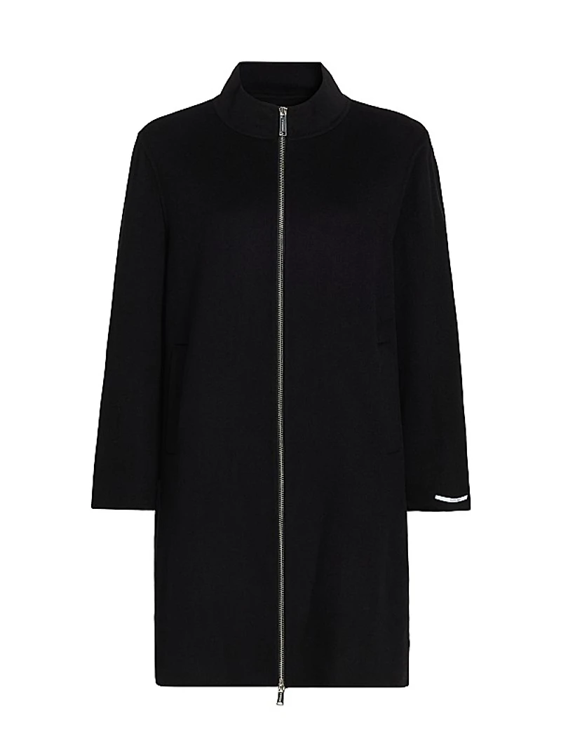 Salvia Wool-Blend Zip-Up Coat