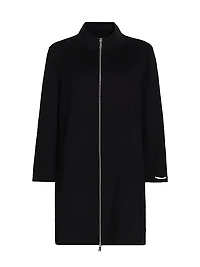 Salvia Wool-Blend Zip-Up Coat