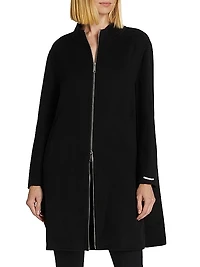 Salvia Wool-Blend Zip-Up Coat