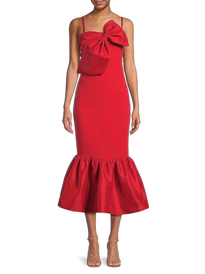 Patti Bow Flounce Midi-Dress