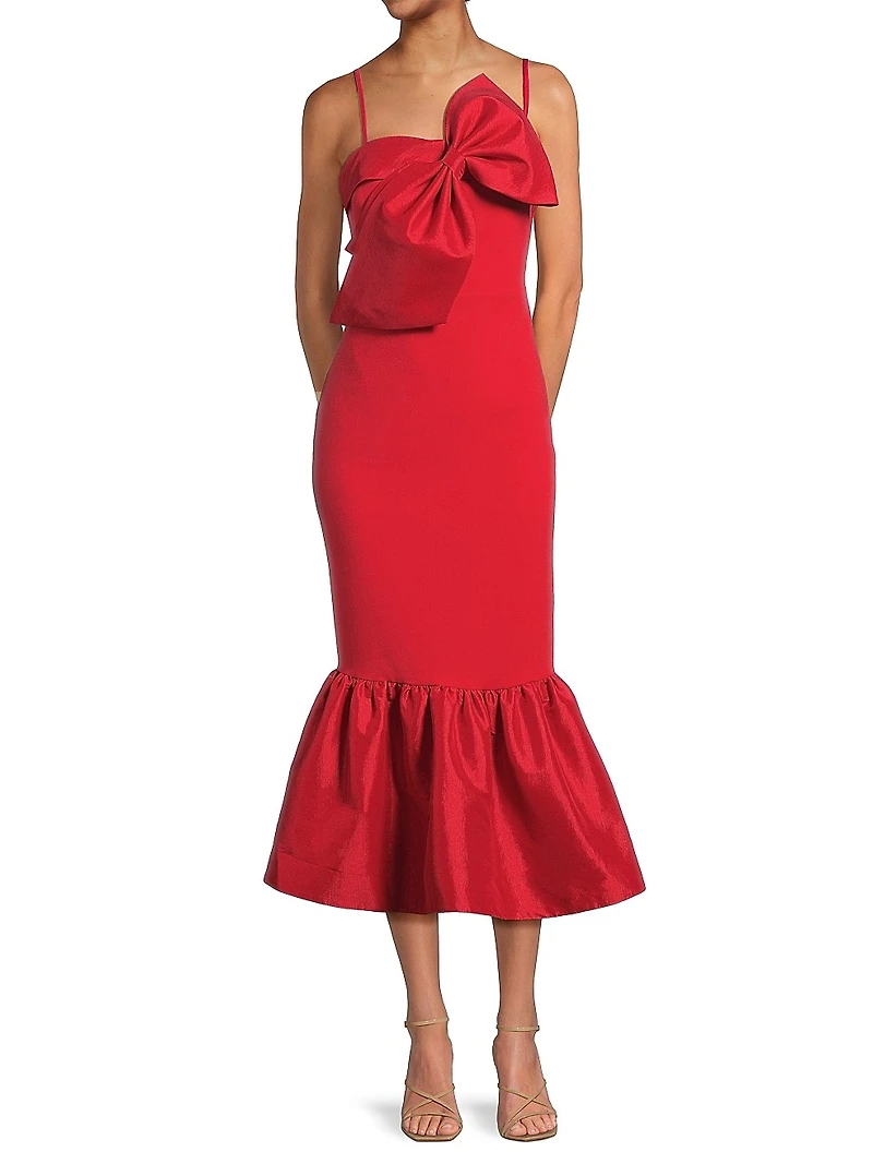 Patti Bow Flounce Midi-Dress