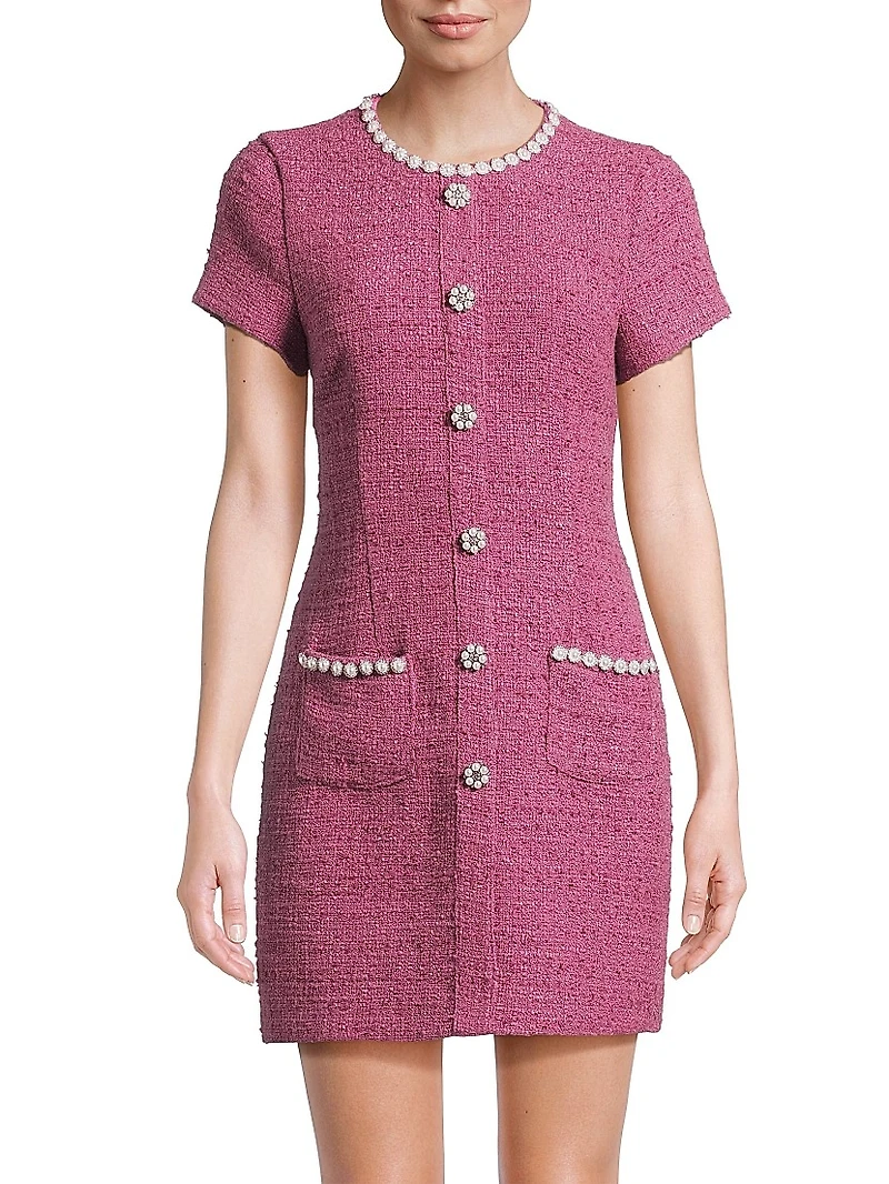 Alani Tweed Embellished Trim Dress