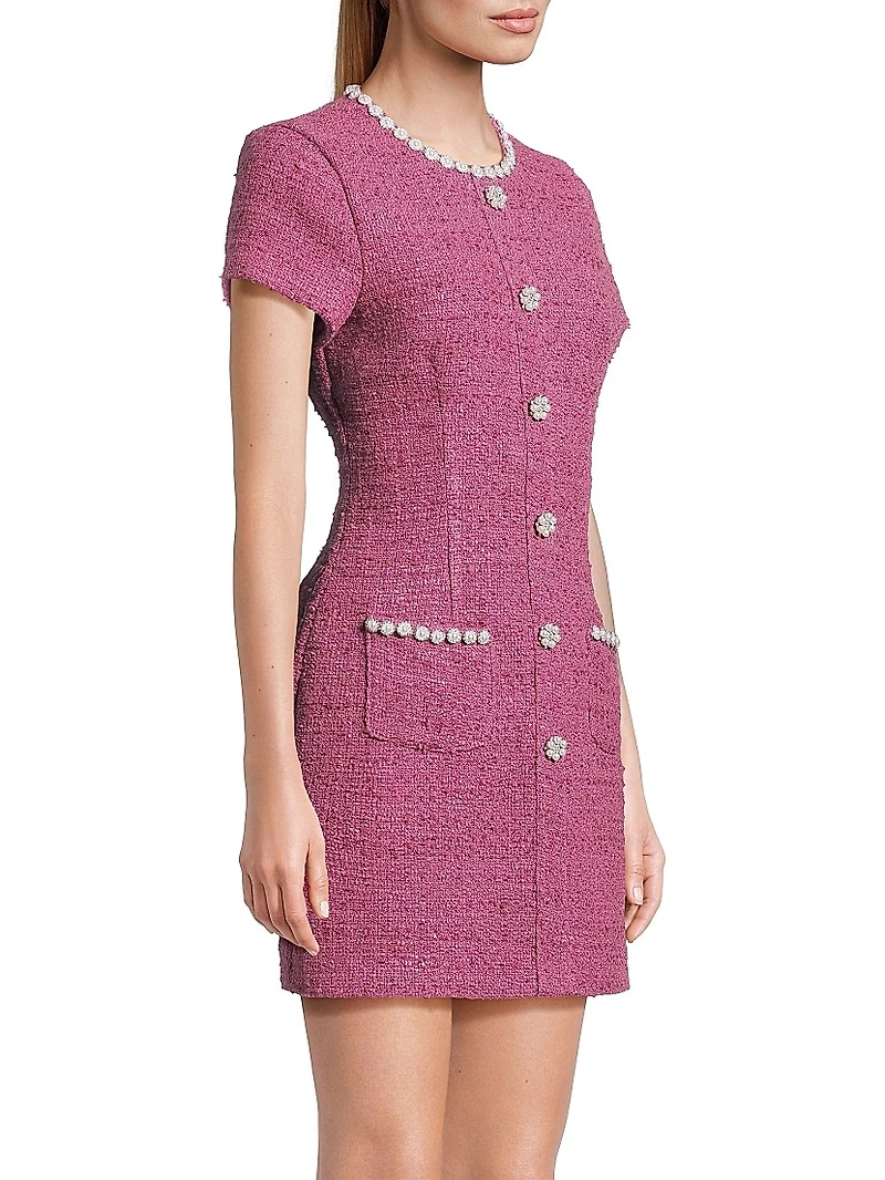 Alani Tweed Embellished Trim Dress