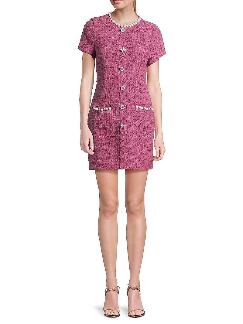 Alani Tweed Embellished Trim Dress