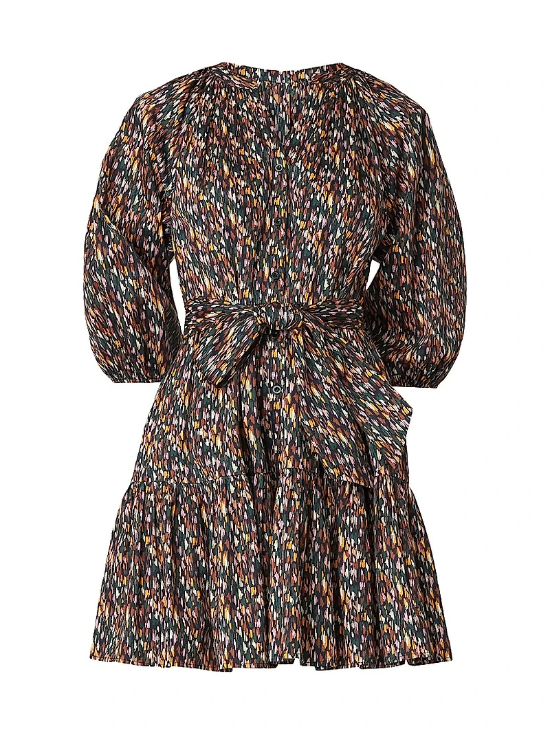 Esmae Printed Cotton Tie-Waist Minidress