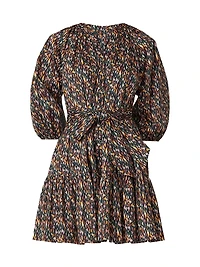 Esmae Printed Cotton Tie-Waist Minidress