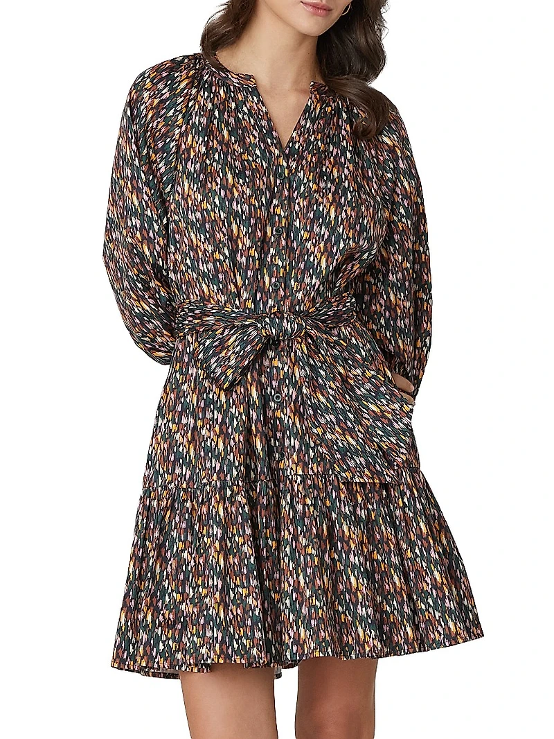 Esmae Printed Cotton Tie-Waist Minidress