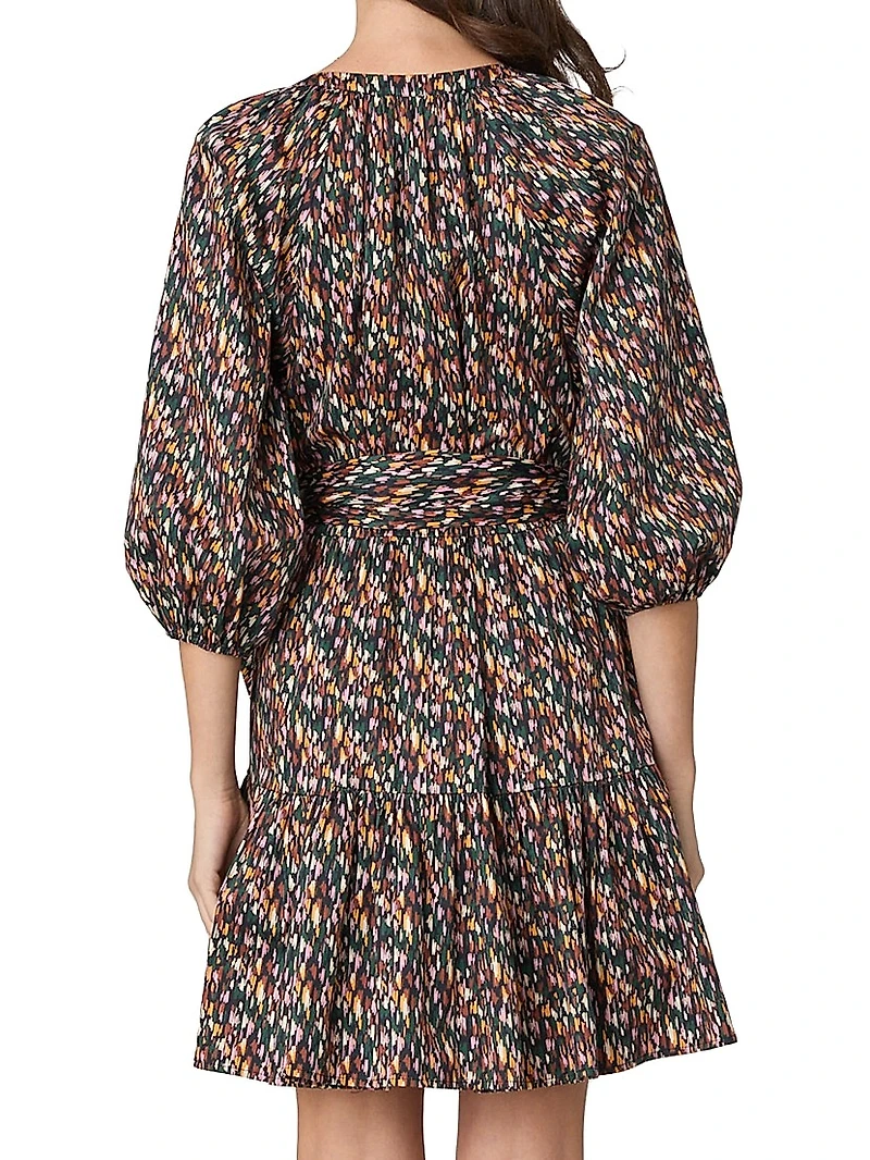 Esmae Printed Cotton Tie-Waist Minidress