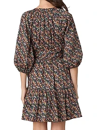 Esmae Printed Cotton Tie-Waist Minidress