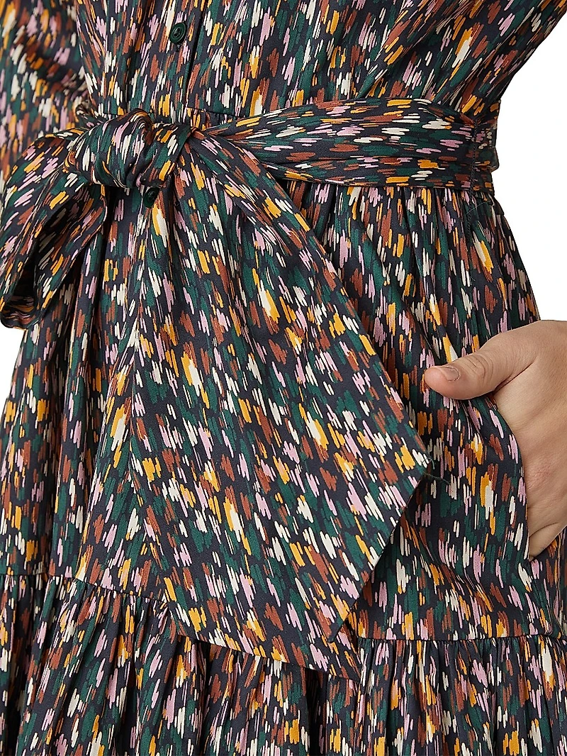 Esmae Printed Cotton Tie-Waist Minidress
