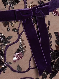 Floral Sequin Off-the-Shoulder Gown