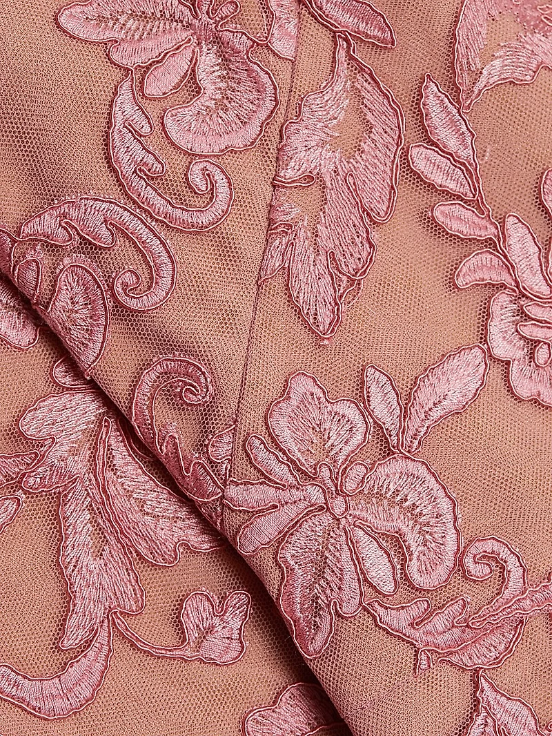 Corded Lace & Floral Applique Gown