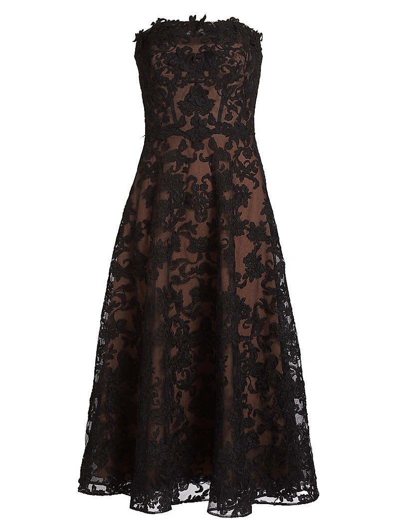 Lace Strapless Corset Maxi Dress