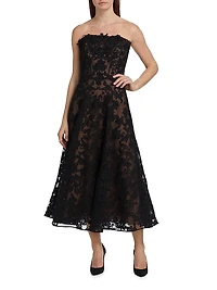 Lace Strapless Corset Maxi Dress