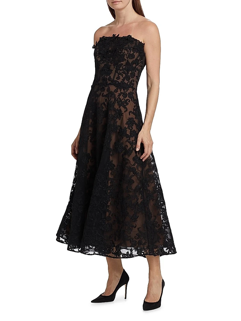 Lace Strapless Corset Maxi Dress
