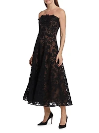Lace Strapless Corset Maxi Dress