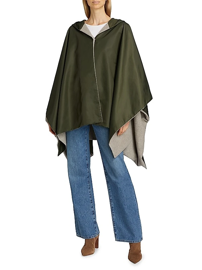 Hooded Wool-Lined Cape