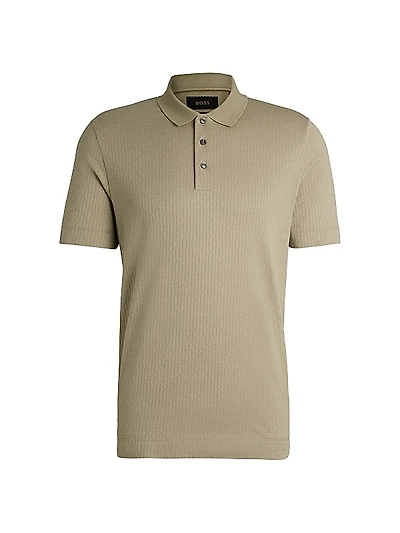 Regular-Fit Polo Shirt in Quilted Cotton and Silk