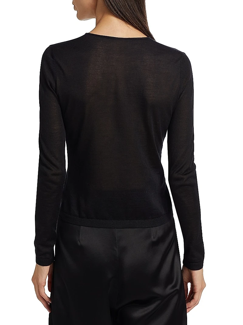 Embroidered Floral Cashmere-Silk Top