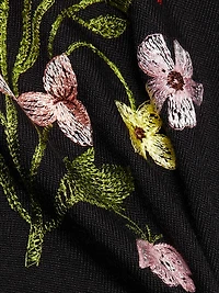 Embroidered Floral Cashmere-Silk Top