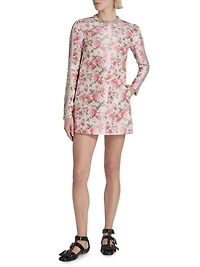 Floral Silk-Blend Minidress