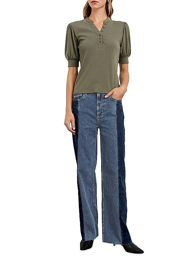 Getty Paneled Wide-Leg Jeans