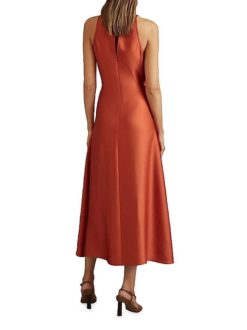 Micah Satin Tuck Midi-Dress