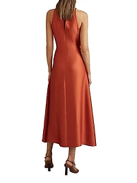 Micah Satin Tuck Midi-Dress