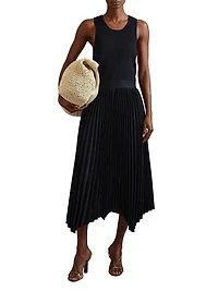 Marnie Drop Waist Pleated Midi-Dress