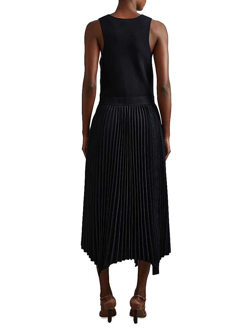 Marnie Drop Waist Pleated Midi-Dress
