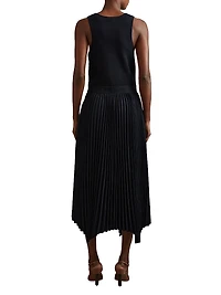 Marnie Drop Waist Pleated Midi-Dress