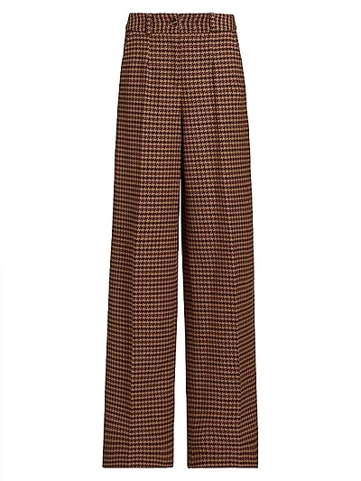 Houndstooth Wool-Blend Trousers