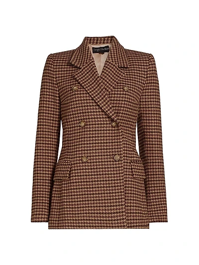 Houndstooth Double-Breasted Blazer