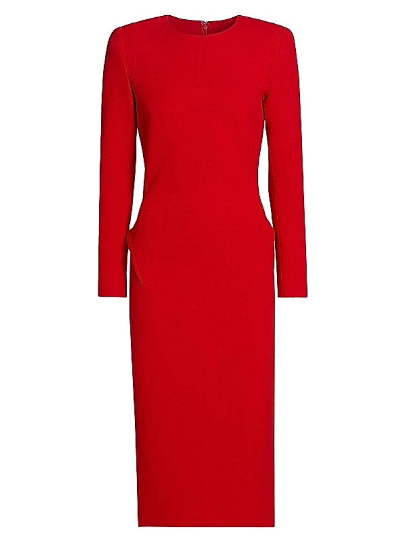Slim Pleated-Back Midi-Dress