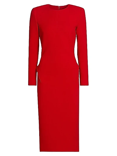 Slim Pleated-Back Midi-Dress