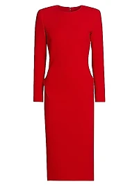 Slim Pleated-Back Midi-Dress