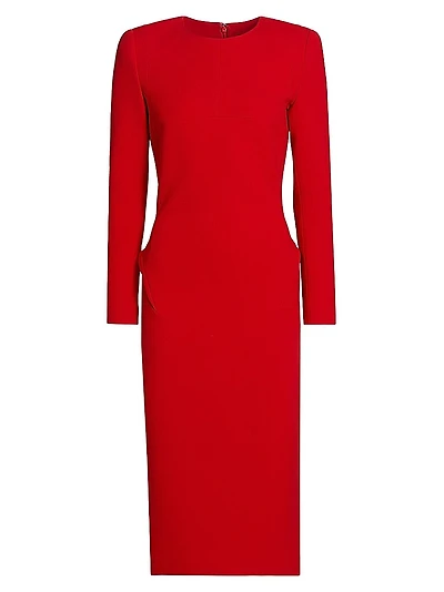 Slim Pleated-Back Midi-Dress