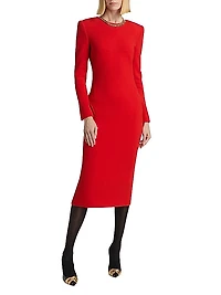 Slim Pleated-Back Midi-Dress