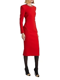 Slim Pleated-Back Midi-Dress