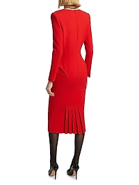 Slim Pleated-Back Midi-Dress