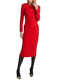 Slim Pleated-Back Midi-Dress