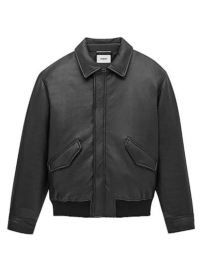 Bomber Jacket in Grained Lambskin